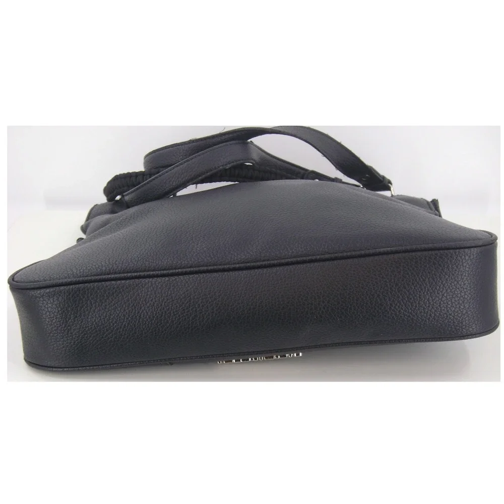 Steve Madden Black Pebbled Faux Leather Hobo 3 Compartment Large Handbag Satchel